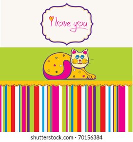 cute love card with cat