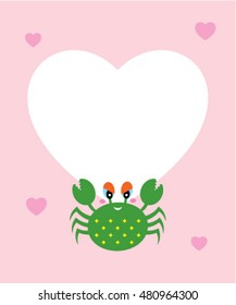 cute love card with crab vector