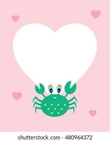 cute love card with crab vector