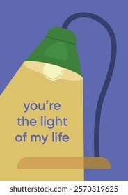 Cute love card with elements showing love. You are the light of my life card with a lighter