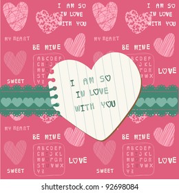 Cute Love Card - for Valentine's day, scrapbooking  in vector