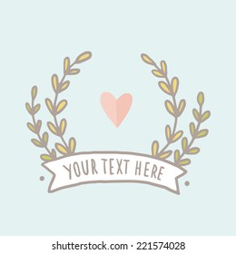 Cute love card with wreath 