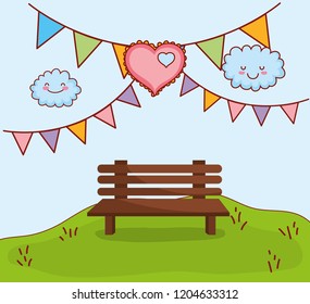 cute love celebration at park cartoon