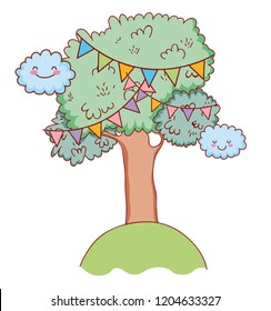 cute love celebration at park cartoon
