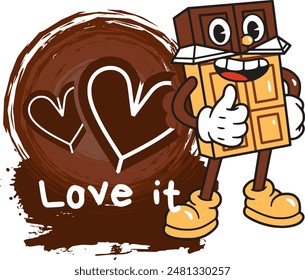 Cute Love Chocolate day design vector illustration cartoon of sweet and yummy tasty, Romantic mascot of love expression food, creamy delicious food gift icon graphic 