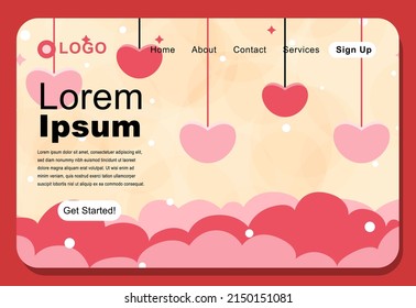 Cute Love Cloud Landing Page Design EPS10 great to be used as a design landing page for your website