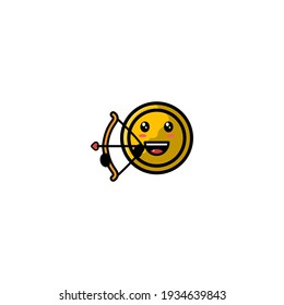 Cute Love Coin Cartoon Character Vector Illustration Design. Outline, Cute, Funny Style. Recomended For Children Book, Cover Book, And Other.