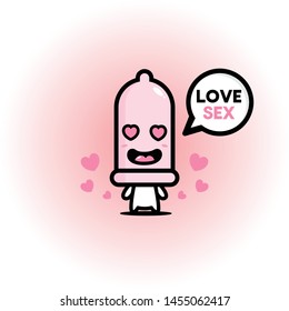 CUTE LOVE CONDOM DESIGN VECTOR MASCOT EPS.