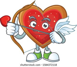 Cute love cookies Cupid cartoon character with arrow and wings
