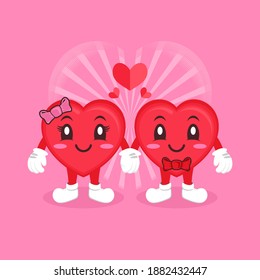 Cute love couple character cartoon vector illustration flat design