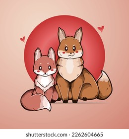 Cute Love Couple Dog Shiba Inu Illustration Character Design Vector