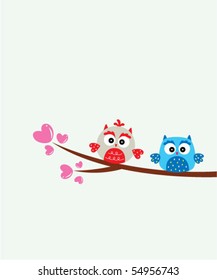 cute love couple owl