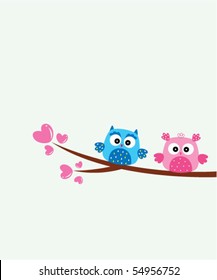 Cute Love Couple Owl