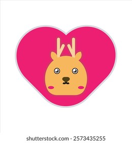 Cute love deer icon vector, cute wild animals vector design for sticker, mockup, printing. Valentines day theme pattern vector design. 