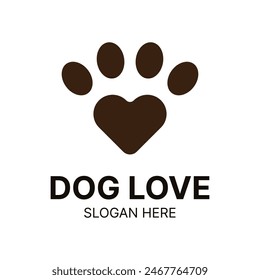 Cute Love Dog Footstep Logo