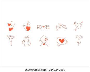 Cute Love Doodle Element Set 