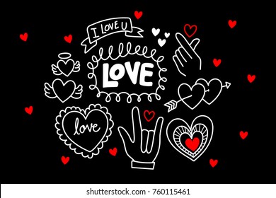 cute love doodles vector. Valentine's Day
