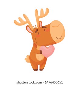 Cute love elk. Vector illustration on white background.