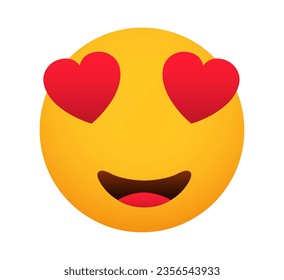 Cute love emoticon, happy emoji smiley face icon, cartoon character emoticon sign – stock vector