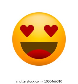 Cute In Love Emoticon on White Background . Isolated Vector Illustration 