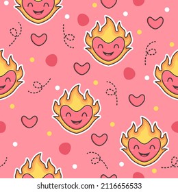 Fondo del patrón de dibujos animados de Cute Love Fire