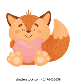 Cute love foxes. Vector illustration on white background.