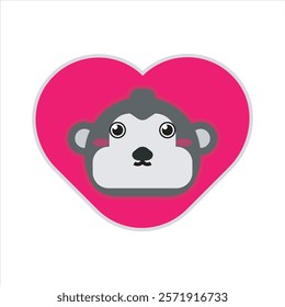 Cute love gorilla flat icon vector design, sweet wild animals vector design, for sticker, mockup, printing. Valentines day theme pattern vector illustration. 