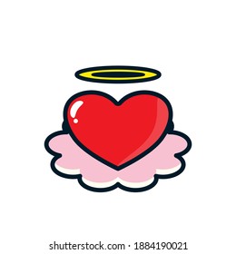 Cute Love Heart angel with cloud