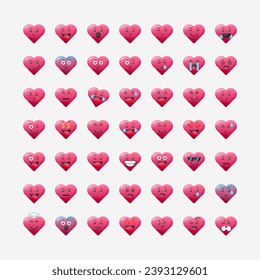 Cute love heart with emoticon vector icon illustration