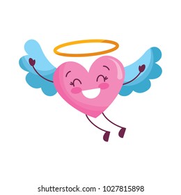 cute love heart flying wings romance