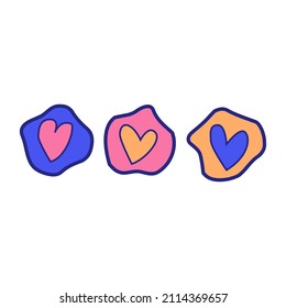 Cute love heart icons for valentines day. Vector doodle romantic elements for greeting card, highlight, print and other design 