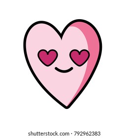 Silhouette Cute Love Heart Kawaii Cartoon Stock Vector (Royalty Free ...