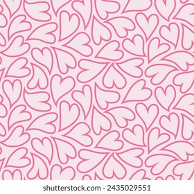 cute love heart line out seamless pattern.