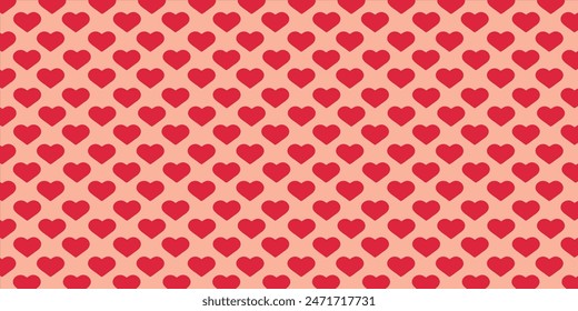 Cute love heart seamless pattern illustration. Cute romantic pink hearts background print. Valentine's day holiday backdrop texture, romantic wedding design.