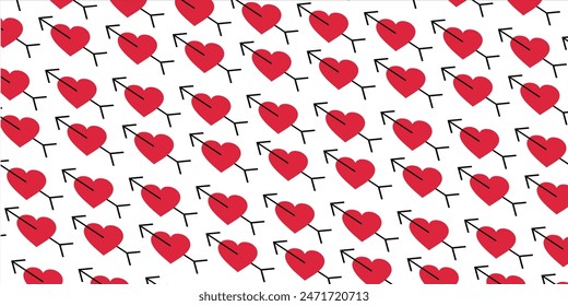 Ilustración de patrón sin fisuras del corazón del amor lindo. Impresión de fondo de corazones rosa romántico lindo. Textura del telón de fondo del día de San Valentín, diseño romántico de la boda.