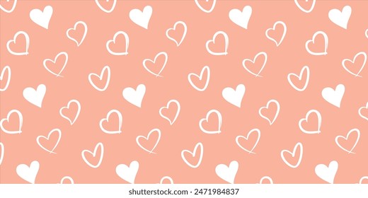 Cute love heart seamless pattern illustration. Cute romantic pink hearts background print. Valentine's day holiday backdrop texture, romantic wedding design.