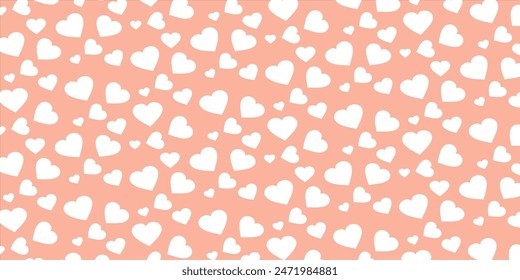 Cute love heart seamless pattern illustration. Cute romantic pink hearts background print. Valentine's day holiday backdrop texture, romantic wedding design.