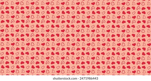 Cute love heart seamless pattern illustration. Cute romantic pink hearts background print. Valentine's day holiday backdrop texture, romantic wedding design.