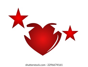 cute love heart with stars illustration
