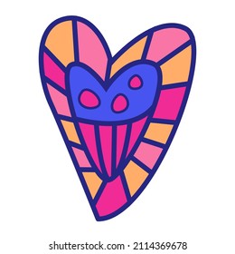 Cute love heart for valentines day. Vector doodle romantic composition for greeting card, poster, print and other design 