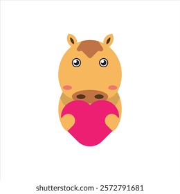 Cute love horse flat icon vector design illustration. Cute animal design for valentines day theme pattern vector illustration. 