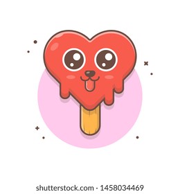 Cute Love Ice Cream Vector Illustration. Love Melted Ice Cream. Ice Cream Mascot. Cafe and Restaurant Menu. Flat Cartoon Style Suitable for Web Landing Page,  Banner, Flyer, Sticker, Card, Background