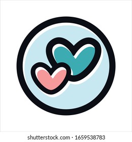 cute love icons with outline