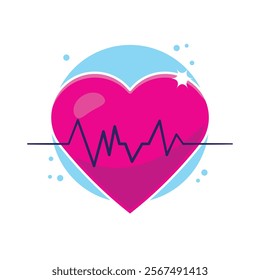 Cute love illustration icon sign symbol cartoon vector. Pink heart and love vibes with flat style concept