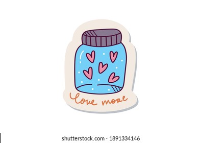 Cute love jar sticker design
