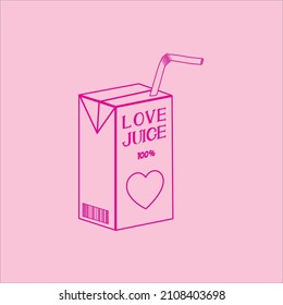 Cute love juice box design, creative line art illustration for love and valentine day themed vector illustration svg