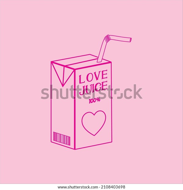 Cute love juice\
box design, creative line art illustration for love and valentine\
day themed vector\
illustration