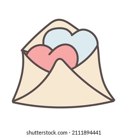 Cute love letter, envelope with heart. Valentine's day, wedding  illustration for design. sweet element