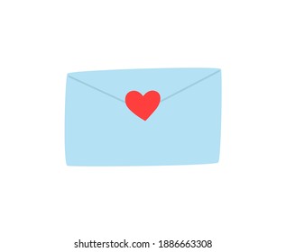 Cute love letter isolated on white. Valentine's Day concept, vector hand drawn illustration. Element for creating a design on postcards, invitations, flyers, posters, advertising, highlighted on a