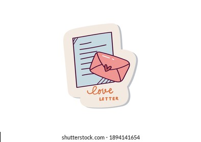 Cute love letter sticker design